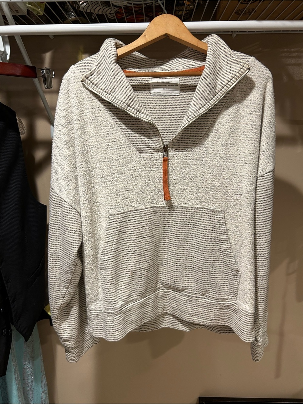 Vintage REI Cozy Striped Half-Zip Sweater Pullover - Cream